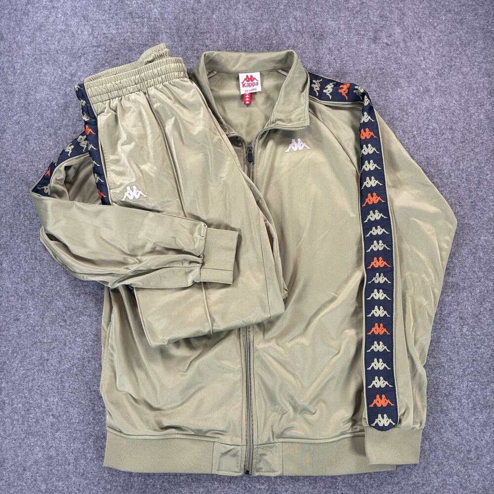 Kappa Tracksuit Set Mens XXL Olive Green Banda Tape Jacket Pants Polyester 2XL